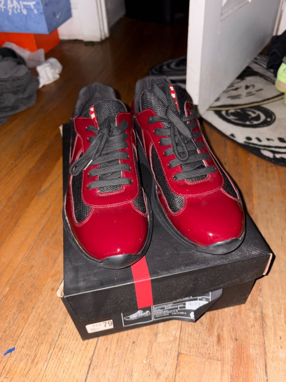 Prada Men’s Bordeaux & Black Sneakers - Picture 7 of 7